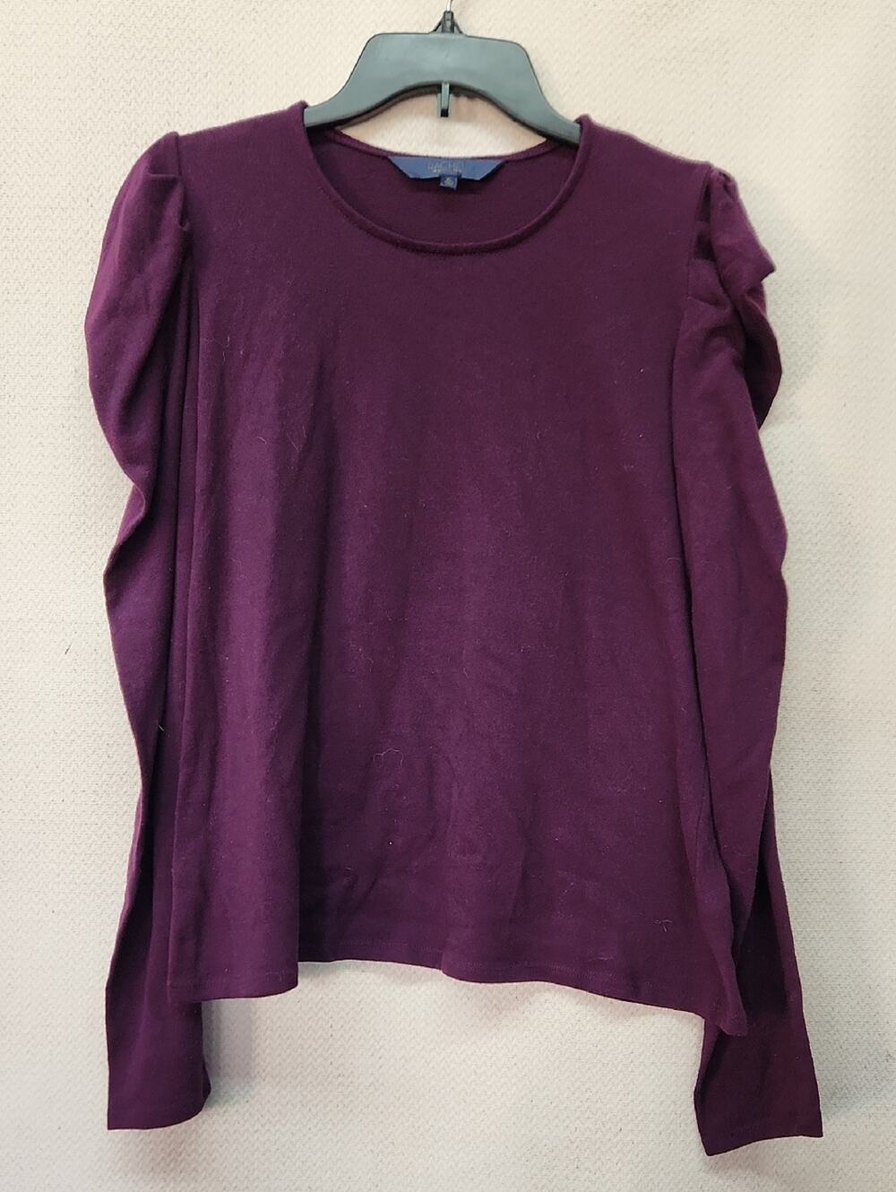 RACHEL Rachel Roy Eggplant Long-Sleeve Puff Shoulder Top